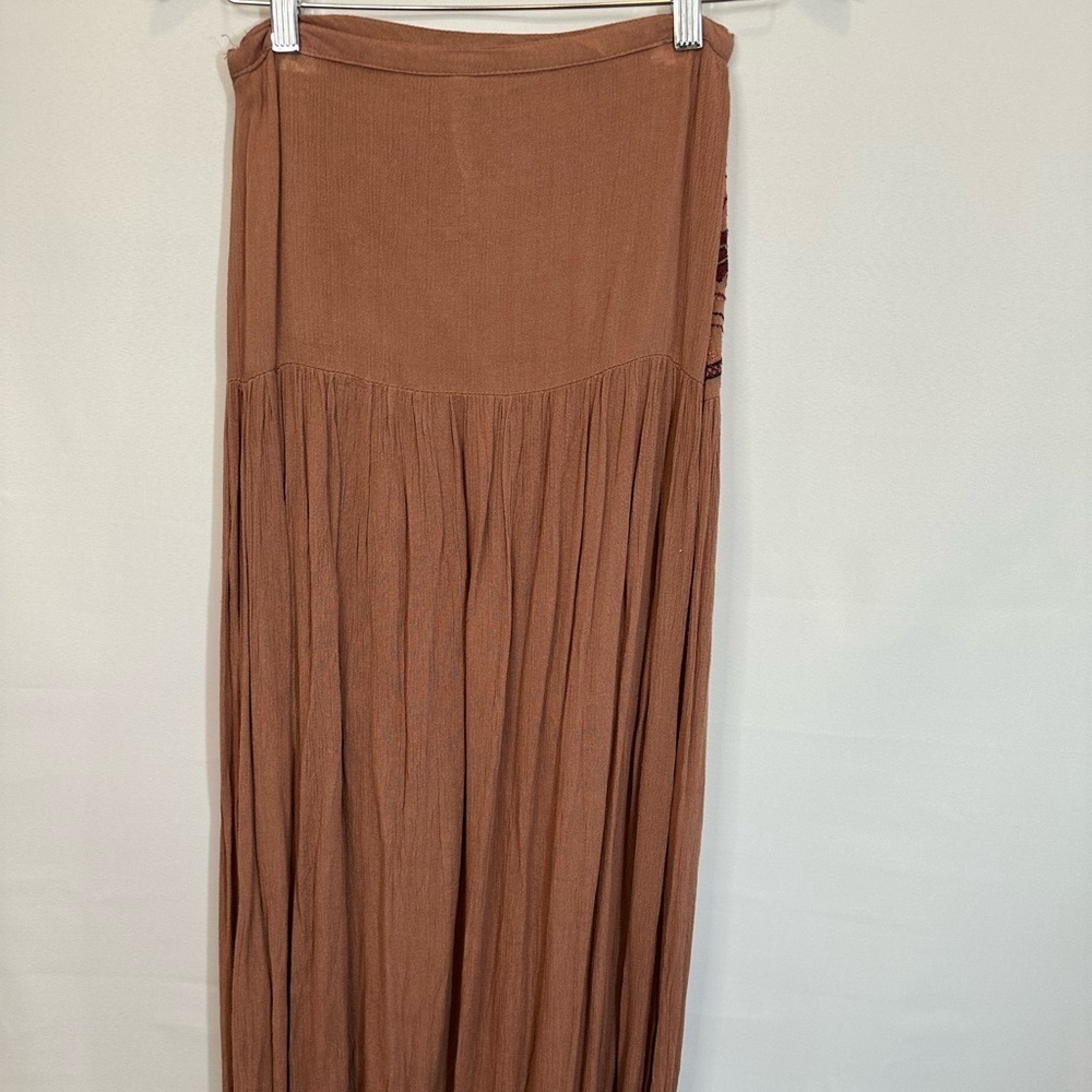 Japna Womens Size S Maxi Skirt Embroidered Side Zipper Slits Boho Hippie NWT - Picture 11 of 14